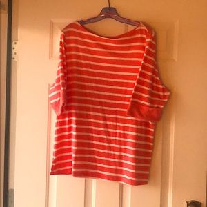 Kim Rogers 2X pink(peachy)/white striped shirt
